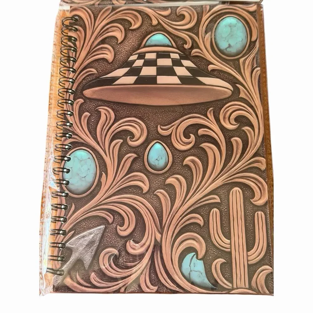 Western Notebook Journal Lot Longhorn Cactus Turquoise Concho Tooled Style New